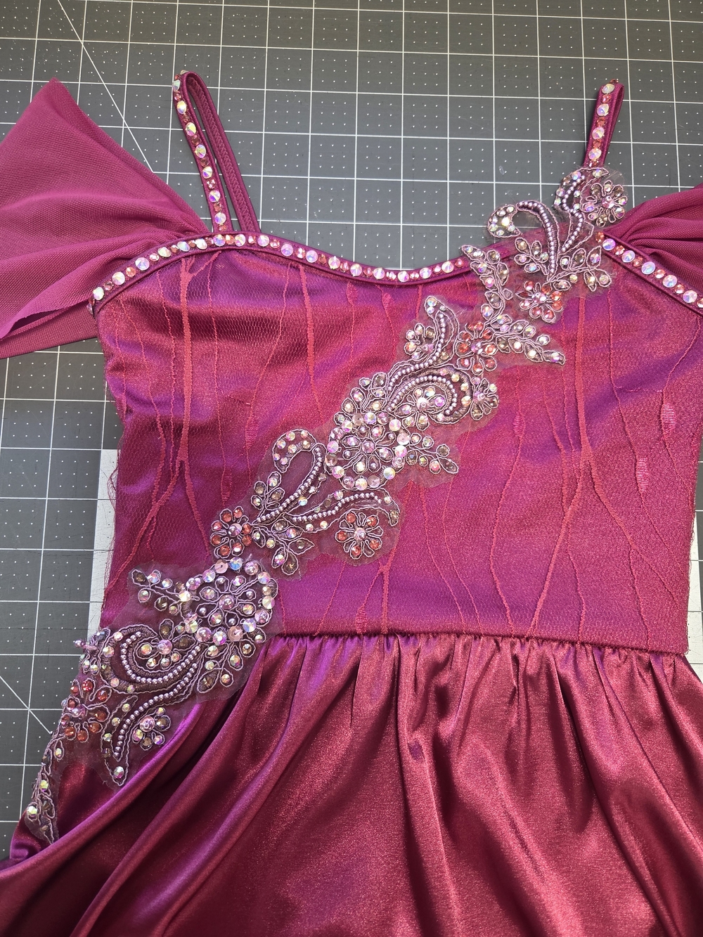 Girls Fuchsia Sparkle Lyrical Dress with Rhinestone Applique